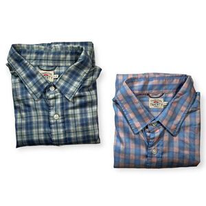 Lot of 2 Faherty Movement Supima Cotton Blend Button Up Shirts Men's XL